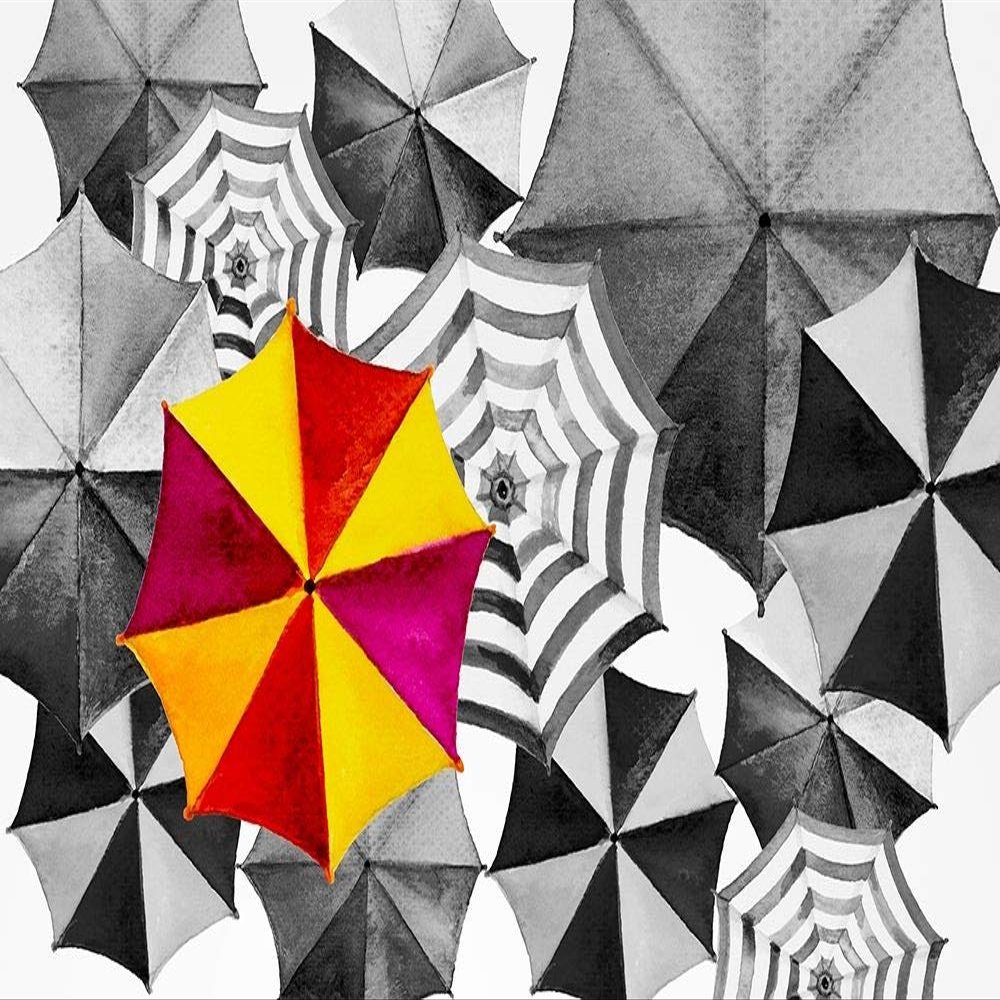 Watercolor Umbrella Painting by Tanom Kongchan - 18x12 Art Print Poster