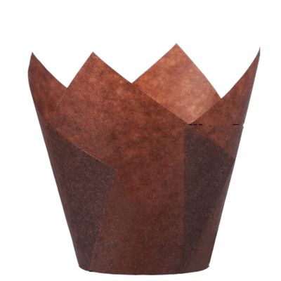 200pcs Tulip Cupcake Liners, Standard Greaseproof Paper Baking Cups Muffin Liners Holders Perfect for Bridal Showers, Baby Showers, Birthday Parties, Banquets, and Catering Events (Brown)
