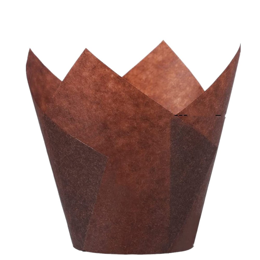 200pcs Tulip Cupcake Liners, Standard Greaseproof Paper Baking Cups Muffin Liners Holders Perfect for Bridal Showers, Baby Showers, Birthday Parties, Banquets, and Catering Events (Brown)