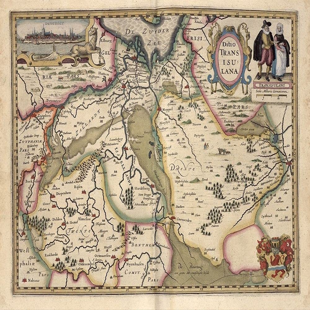 The Area around Deventer Netherlands by Vintage Maps - 28X22 Art Print Poster