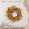 24 Inch Fall Wreath for Front Door Harvest Wreaths with Wheat Leaves and Wheat Ear, Large Autumn Wreath Decor for Farmhouse Wall Window Home Decoration and Halloween Christmas Thanksgiving Celebration view 2