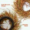 24 Inch Fall Wreath for Front Door Harvest Wreaths with Wheat Leaves and Wheat Ear, Large Autumn Wreath Decor for Farmhouse Wall Window Home Decoration and Halloween Christmas Thanksgiving Celebration view 4