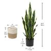 2 Set Large Fake Snake Plant 25 Inch Sansevieria Plant Artificial Snake Plants in Pots with Woven Basket Faux Mother In Law Tongue Plant - 17 Leaves Fake Laurentii for Indoor Outdoor Home Office Decor view 2