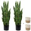2 Set Large Fake Snake Plant 35 Inch Sansevieria Plant Artificial Snake Plants in Pots with Woven Basket Faux Mother In Law Tongue Plant - 30 Leaves Fake Laurentii for Indoor Outdoor Home Office Decor view 1