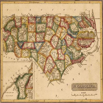 North Carolina 1817 by Vintage Maps - 28X22 Art Print Poster