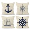 HUYAW Navy Blue Nautical Ocean Boat Anchor Compass Throw Pillow Covers, Sailor Nautical Gifts, Ship Pillow Cases 18 x 18 Inch Home Ship Sofa Decor Set of 4 view 1