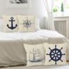 HUYAW Navy Blue Nautical Ocean Boat Anchor Compass Throw Pillow Covers, Sailor Nautical Gifts, Ship Pillow Cases 18 x 18 Inch Home Ship Sofa Decor Set of 4 view 3