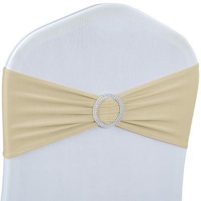 Spandex Chair Sashes Bows - Babenest 50PCS Premium Stretch Chair Cover Band with Buckle Slider Universal Elastic Chair Ties for Easter Wedding Party Ceremony Reception Banquet Decoration (Champagne)