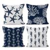 HUYAW Navy Blue Nautical Ocean Starfish Coral Seahorse Anchor Throw Pillow Covers, Ocean Nautical Gifts, Sea Animal Pillow Cases 18 x 18 Inch Home Ship Sofa Decor Set of 4 view 1