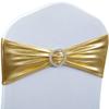 Spandex Chair Sashes - Babenest 50PCS Premium Stretch Cover Band with Buckle Slider Universal Elastic Chair Ties for Wedding Party Ceremony Reception Banquet Decoration (Metallic Gold) view 1