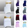 Spandex Chair Sashes - Babenest 50PCS Premium Stretch Cover Band with Buckle Slider Universal Elastic Chair Ties for Wedding Party Ceremony Reception Banquet Decoration (Metallic Gold) view 4