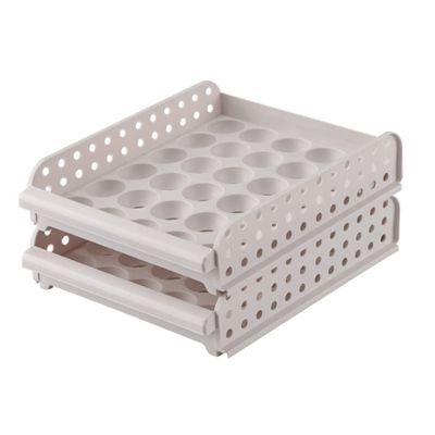 VOSAREA 1pc Stackable Double Egg Holder Durable Refrigerator Organizer for up to Eggs Pull Type for Efficient Food Storage and Organization