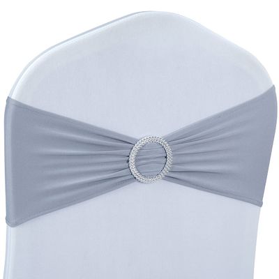 Spandex Chair Sashes Bows - Babenest 50PCS Premium Stretch Chair Cover Band with Buckle Slider Universal Elastic Chair Ties for Wedding Party Ceremony Reception Banquet Decoration (Grey)