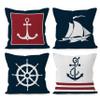 HUYAW Navy Blue Nautical Ocean Boat Anchor Throw Pillow Covers, Ship Nautical Gifts, Boat Pillow Cases 18 x 18 Inch Home Ship Sofa Decor Set of 4 view 1