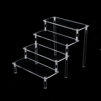 Acrylic Display Stand Pottery Storage Rack Doll Clay Figurine Display Stand Transparent Ladder Shelf Store Display Tools (4 Tiers)