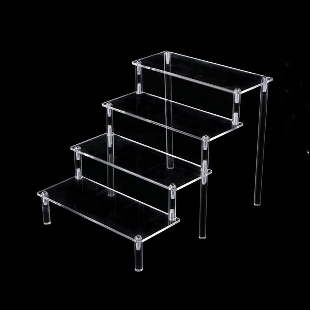 Acrylic Display Stand Pottery Storage Rack Doll Clay Figurine Display Stand Transparent Ladder Shelf Store Display Tools (4 Tiers)