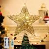 Roylvan Star Tree Topper with 8 Lighting Modes, Glitter Christmas Star Tree Top Light, USB Powered Decorative Treetop Light Xmas Tradition Tree Ornament for Home Decor, 9.8 x 11.8 inch, Gold view 1