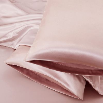 Aormenzy Champagne Satin Pillowcase for Hair, Standard Size Set of 2