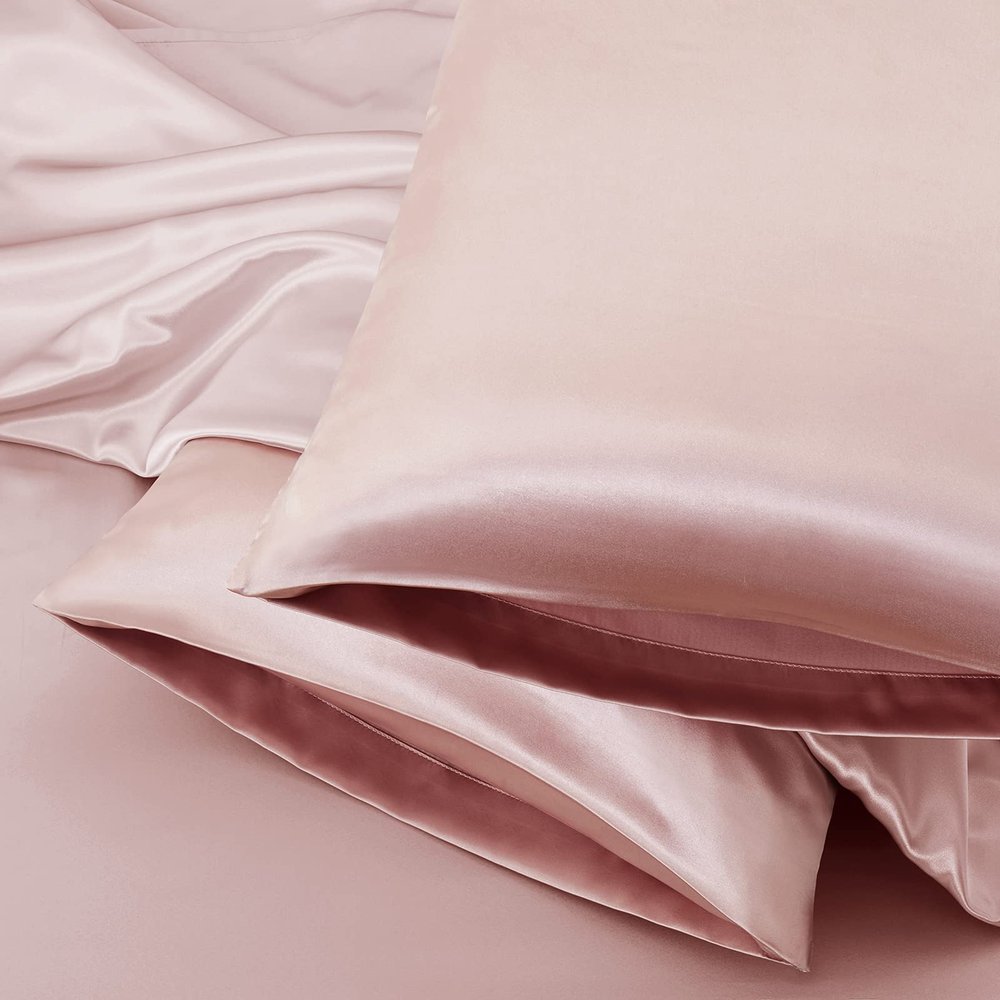 Aormenzy Champagne Satin Pillowcase for Hair, Standard Size Set of 2