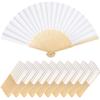Yookeer 70 Pieces White Paper Hand Held Fan Bamboo Paper Folding Fans for Weddings Foldable Wood Wedding Fans for Guest Bridal Shower Dancing Party DIY Craft Photo Props Wall Decoration view 1