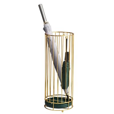 Umbrella Racks Golden Metal Umbrella Stand Umbrella Holder, Corridor Entrance Umbrella Basket with drip Tray and 3 Hooks, Accommodate 10 Umbrellas