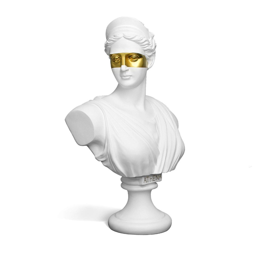 14" Classic Greek White David Man Bust Statue, Large Resin Roman Goddess Sculpture Figurine for Home Dcor (Anna Mask White)