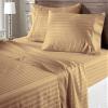 100% Egyptian Cotton 600 Thread Count 6 Pc Bed Sheets-Alaska King Size, Deep Pocket Upto 30-32'' Sheet Set,Taupe Stripe view 1