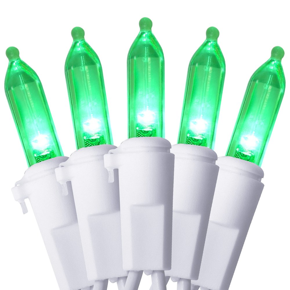 Holiday Essence - 100 LED Green Christmas Lights Set 26.9 Ft White Wire Indoor & Outdoor Holiday Dcor for Christmas Tree St. Patrick's Day Easter Traditional Decoration UL Certified