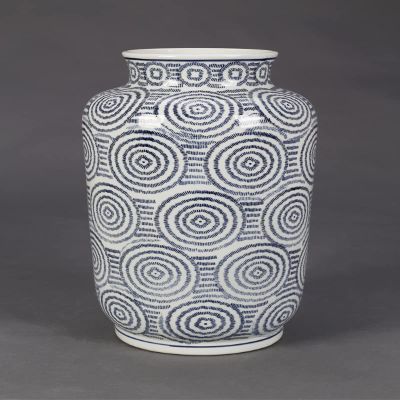 AA Importing Blue and White Circles Porcelain Vase