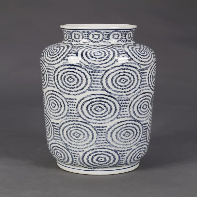 AA Importing Blue and White Circles Porcelain Vase