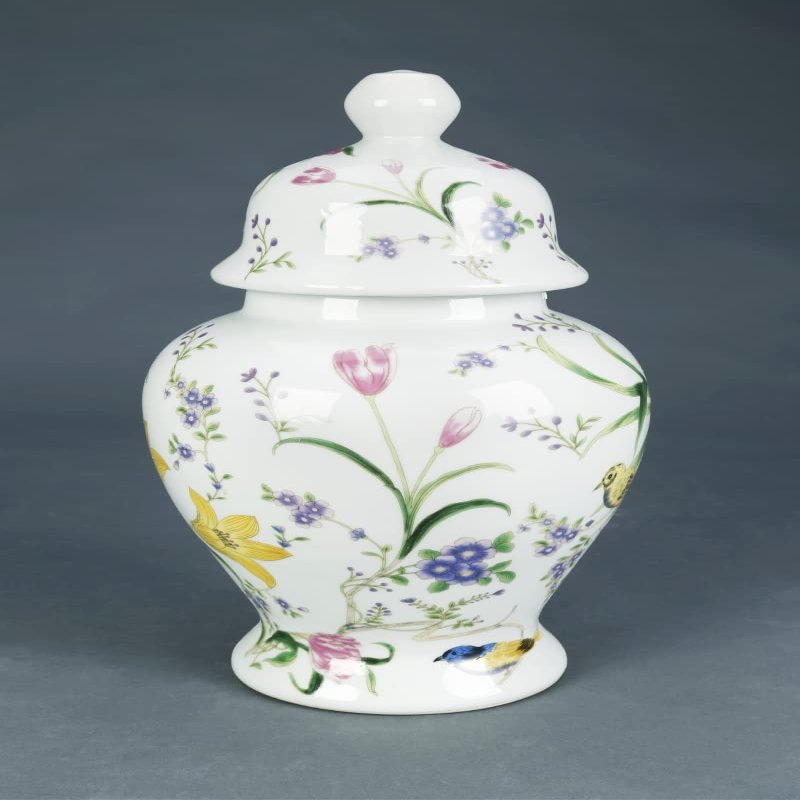 AA Importing Birds and Flowers 14" Porcelain Ginger Jar with Lid