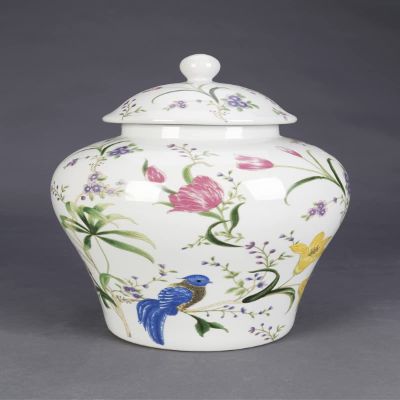 AA Importing Birds and Flowers 14" Porcelain Ginger Jar with Lid
