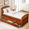 LZ LEISURE ZONE Twin Size Platform Storage Bed, Solid Wood Twin Daybed with 6 Storage Drawers, Walnut view 1
