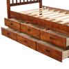 LZ LEISURE ZONE Twin Size Platform Storage Bed, Solid Wood Twin Daybed with 6 Storage Drawers, Walnut view 4
