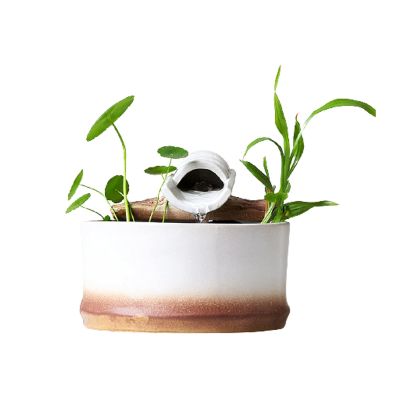 Desktop Fountain Tabletop Fountain Waterfall Automatic Circulating Water Ceramic Fountain Fish Tank TV Cabinet Decoration Office Desk Gift Relaxation Indoor Tabletop Fountain ( Color : White )