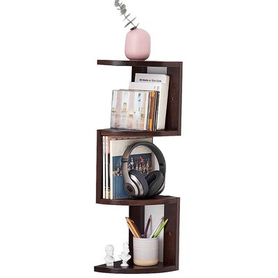 Bookshelf European-Style Triangle Storage Rack Student Desktop Storage Three-Story Corner Desktop Corner (Color : Walnut Color, Size : 682020cm)