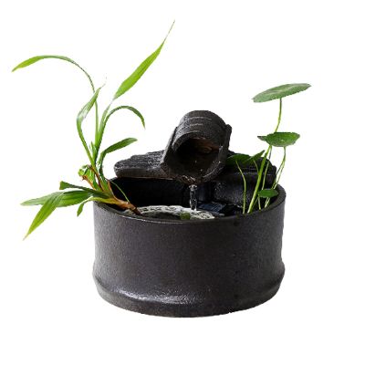 Desktop Fountain Tabletop Fountain Waterfall Automatic Circulating Water Ceramic Fountain Fish Tank TV Cabinet Decoration Office Desk Gift Relaxation Indoor Tabletop Fountain ( Color : Black )
