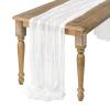 Ling's moment 14Ft x 35" Wide Brilliant White Gauze Semi-Sheer Table Runner Cheesecloth Tablecloth for Wedding Party Bridal Shower Boho Table Decor view 1