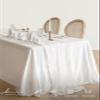 Ling's moment 14Ft x 35" Wide Brilliant White Gauze Semi-Sheer Table Runner Cheesecloth Tablecloth for Wedding Party Bridal Shower Boho Table Decor view 2