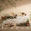 Ling's moment 14Ft x 35" Wide Brilliant White Gauze Semi-Sheer Table Runner Cheesecloth Tablecloth for Wedding Party Bridal Shower Boho Table Decor view 4