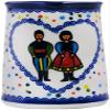 Polmedia Polish Pottery Creamer UNIKAT - Happy Folk Couple Pattern Handmade in Boleslawiec Poland by Ceramika Bona + Certificate of Authenticity view 1