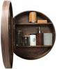 Round Bathroom Mirror Cabinet 19.6" Solid Wood Medicine Cabinet with Anti-Fog Mirror, 3 Layer Wall-Mounted Storage with Slow Closing Wooden Shelf (Walnut 50cm) view 1