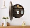 Round Bathroom Mirror Cabinet 19.6" Solid Wood Medicine Cabinet with Anti-Fog Mirror, 3 Layer Wall-Mounted Storage with Slow Closing Wooden Shelf (Walnut 50cm) view 2