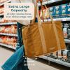 Reusable Insulated Grocery Bag - Canvas, Leak Proof, X Large Cooler Bag, Insulated Shopping Bags for Groceries, Travel Cooler Bag for Frozen and Hot Food with Zippered Top (Caramel) view 4