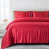 Satin Silk Perfect Oversize King Size Red 4 Piece Duvet Cover Set (Duvet Cover + Fitted Sheet 15'' + 2 Pillow Cases) Satin Zipper Closure Comforter Protector view 2