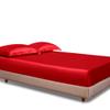 Satin Silk Perfect Oversize King Size Red 4 Piece Duvet Cover Set (Duvet Cover + Fitted Sheet 15'' + 2 Pillow Cases) Satin Zipper Closure Comforter Protector view 3