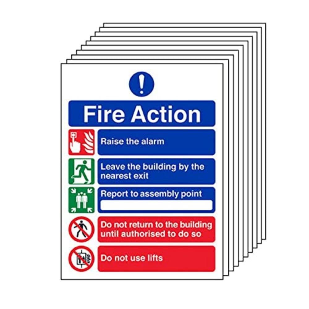 VSafety Fire Action - 5 Message - 150 x 200mm - Pack of 10