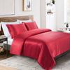 Satin Silk Oversize Queen Size Red 4 Piece Duvet Cover Set (Duvet Cover + Fitted Sheet 15'' + 2 Pillow Cases) Satin Zipper Closure Comforter Protector view 4