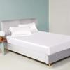 Satin Silk Oversize Queen Size White 4 Piece Duvet Cover Set (Duvet Cover + Fitted Sheet 15'' + 2 Pillow Cases) Satin Zipper Closure Comforter Protector view 3
