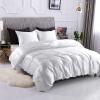 Satin Silk Oversize Queen Size White 4 Piece Duvet Cover Set (Duvet Cover + Fitted Sheet 15'' + 2 Pillow Cases) Satin Zipper Closure Comforter Protector view 4